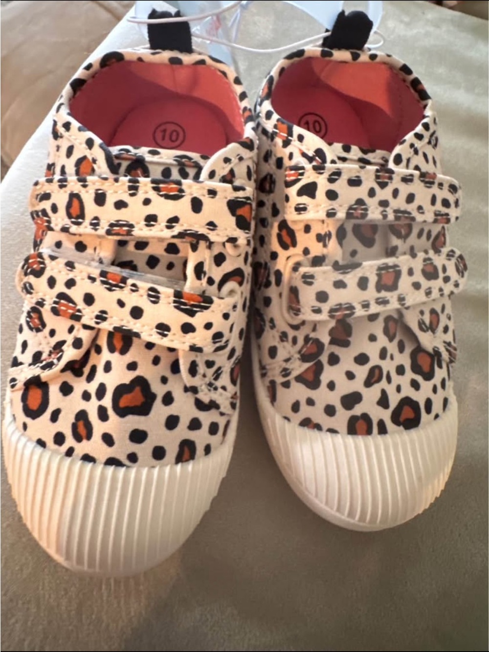 Cat & Jack Girls Cream Leopard-Print Sneakers with Orange Accents